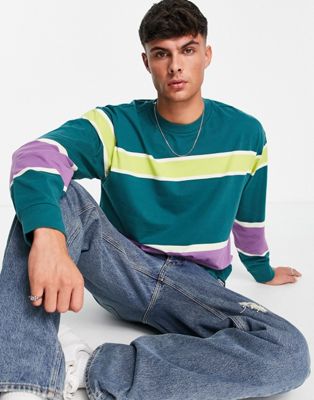 Levi's Skateboarding long sleeve t-shirt in green/yellow stripe - ASOS Price Checker