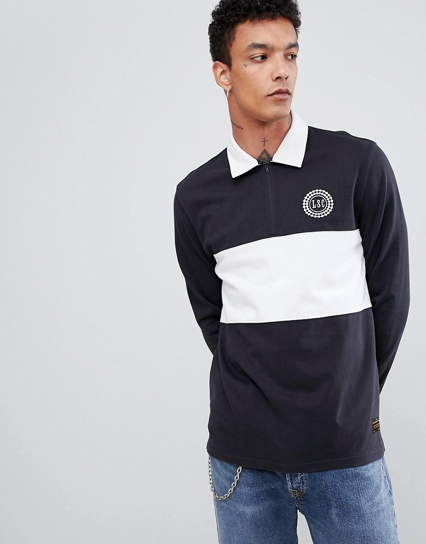 Levi's Skateboarding Long Sleeve Rugby Polo With Panel In Navy