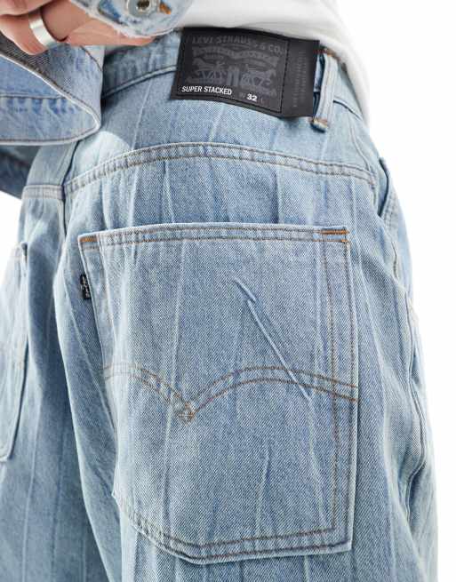 Levi's Skateboarding - Losse jeans met vouwen en bleekwassing in blauw, 3 van 5