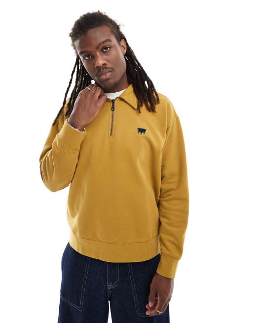 Levi's – Skateboarding – Mörkgul, avslappnad sweatshirt i chenille med påsydd logga baktill, 2 av 4