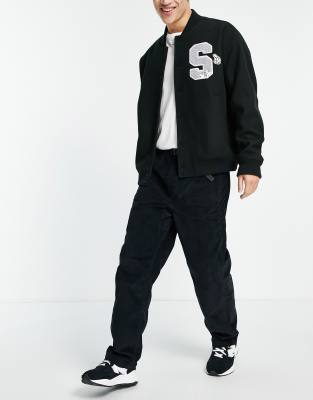 LEVIS SKATEBOARDING Levi's Skateboarding quick release tab belt loose fit cord trousers in anthracite night black