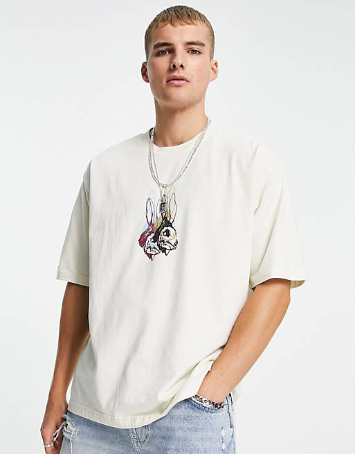 Levi's Skateboarding rabbit skull print boxy fit t-shirt in off white beige