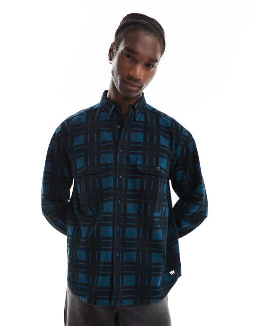 Levi s Skateboarding relaxed fit check print flannel shirt in black ASOS