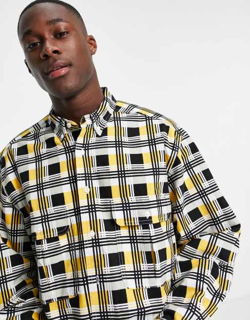 Levi's Skateboarding - Surchemise décontractée à carreaux carrés et 2 poches - Noir/jaune