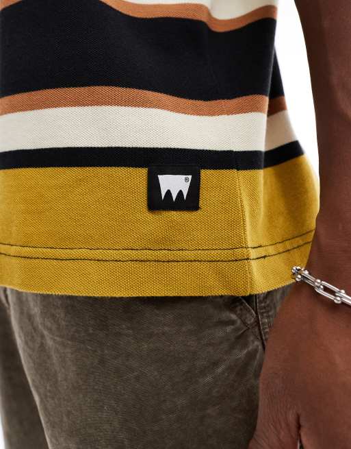 Levi's Skateboarding - T-shirt med gule og multifarvede striber i piqué i firkantet pasform, 3 af 4