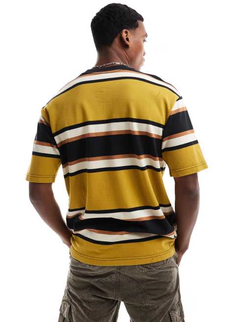 Levi's Skateboarding - T-shirt piqué squadrata gialla multicolore a righe, 2 di 4