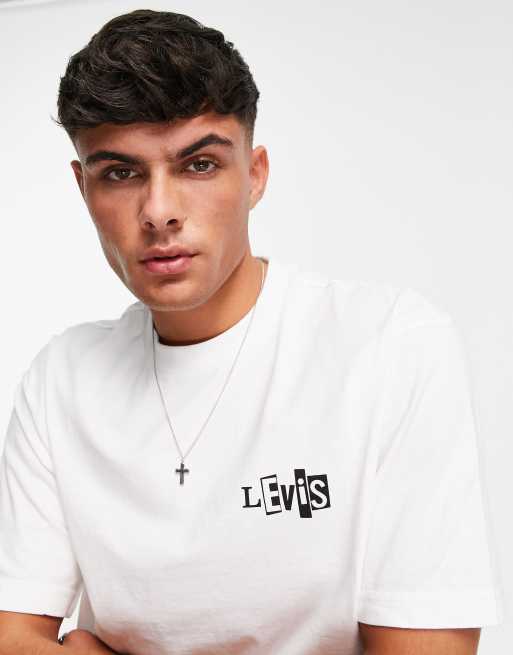 Levi's Skateboarding - T-shirt squadrata bianca con logo batwing, 3 di 4