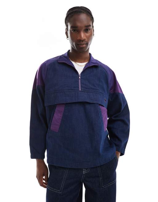 Levi's Skatebording – Locker geschnittene, sportliche Schlupf-Jeansjacke in Marineblau/Weinrot