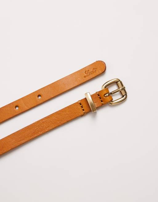 Levi's - Skinny riem met goudkleurige gesp in bruin, 2 van 3