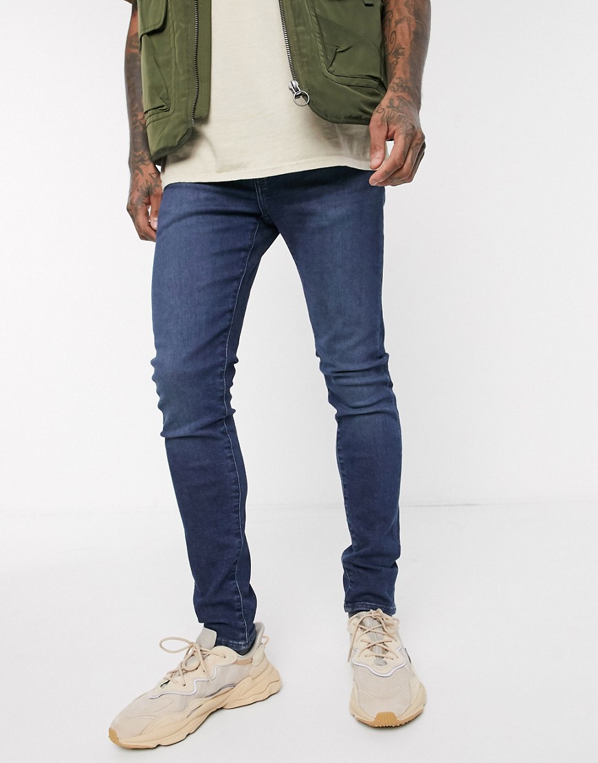 Levi's - Skinny smaltoelopende jeans in saliegroen overt met advance stretch en dark wash-Blauw