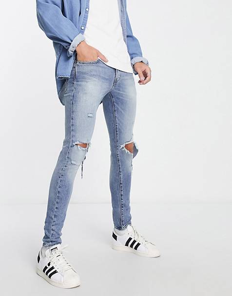 Ripped relaxed jeans in washed ASOS Herren Kleidung Hosen & Jeans Jeans Tapered Jeans 