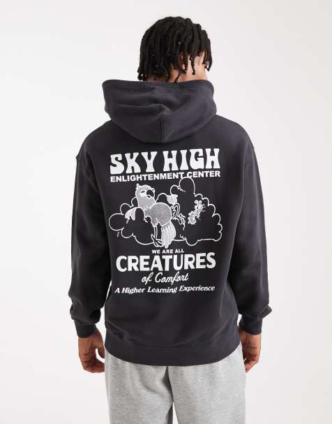 Levi's sky high back print relaxed fit hoodie in black - view 1