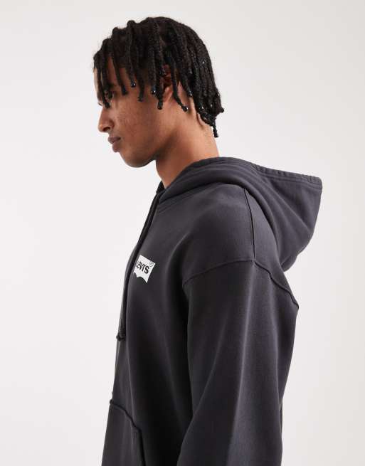 Levi's sky high back print relaxed fit hoodie in black, 4 of 5