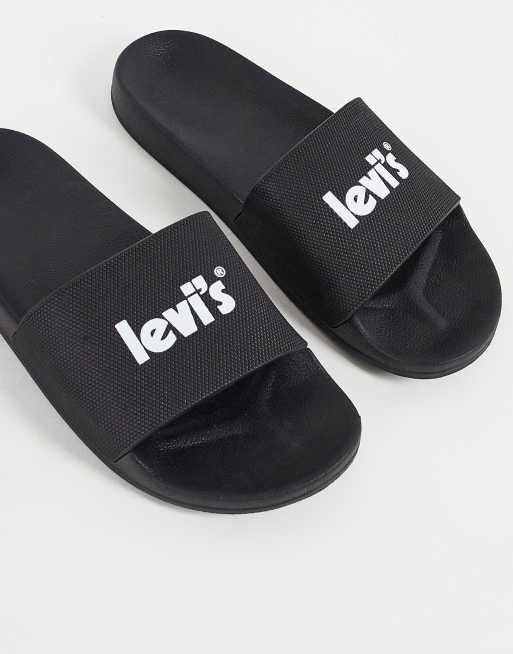 Levi's sliders with poster logo in black