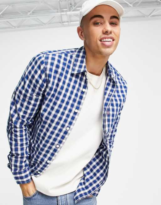 Levi s slim check shirt in navy