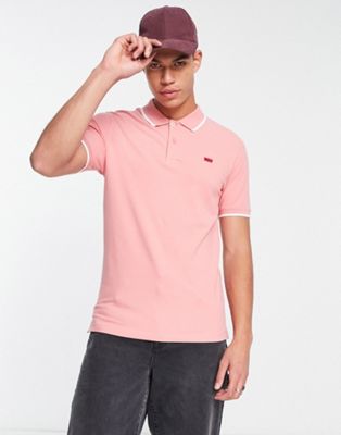 Levi's slim fit polo shirt in pink with collar tipping and small batwing logo