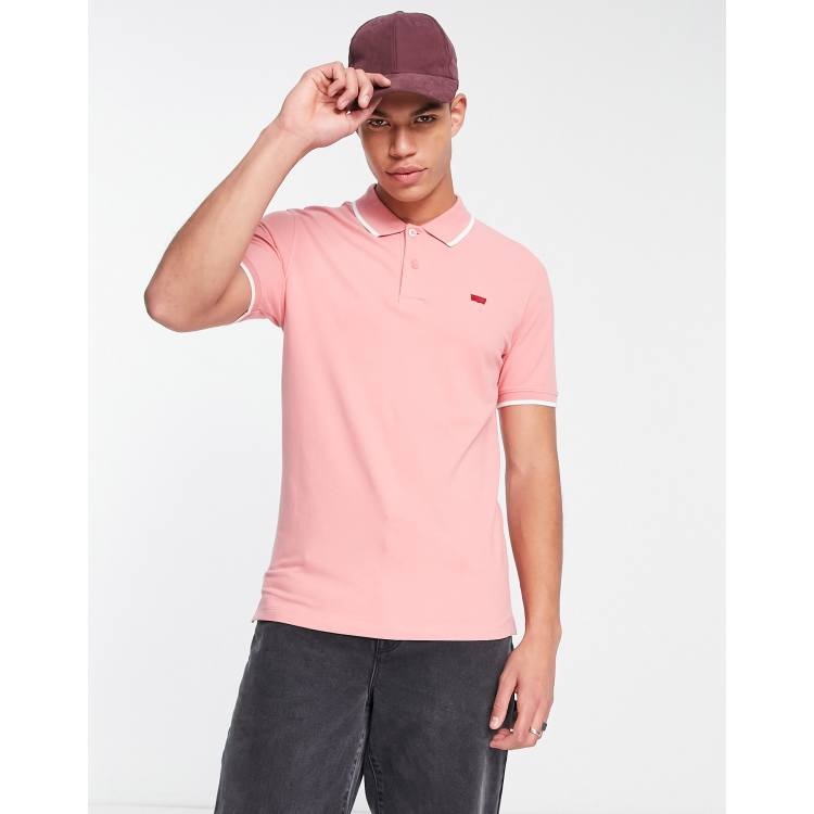 Levi s slim fit polo shirt in pink with collar tipping and small