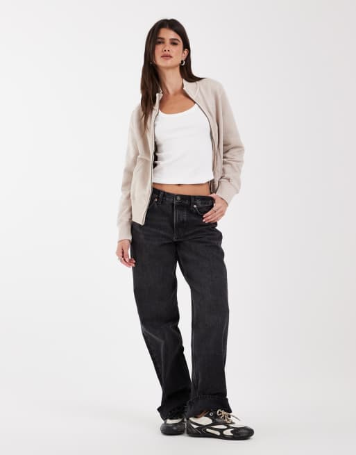 Levi's slim fit striktrøje med lynlås og ståkrave i råhvid, 3 af 4