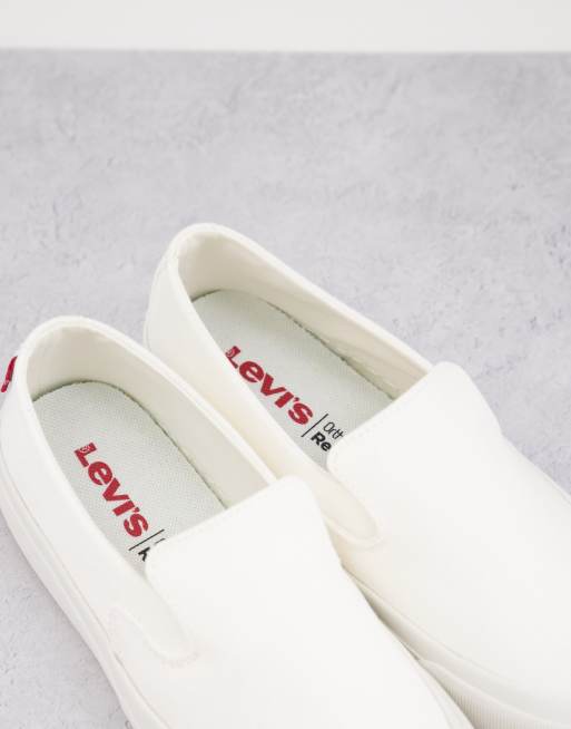 Danser Hvor overliggende Levi's slip on canvas shoe in white | ASOS