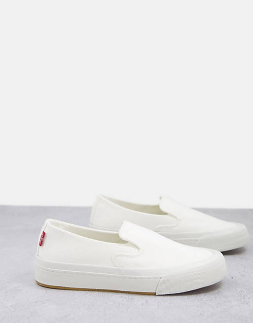 Levi's slip on low canvas shoe in white