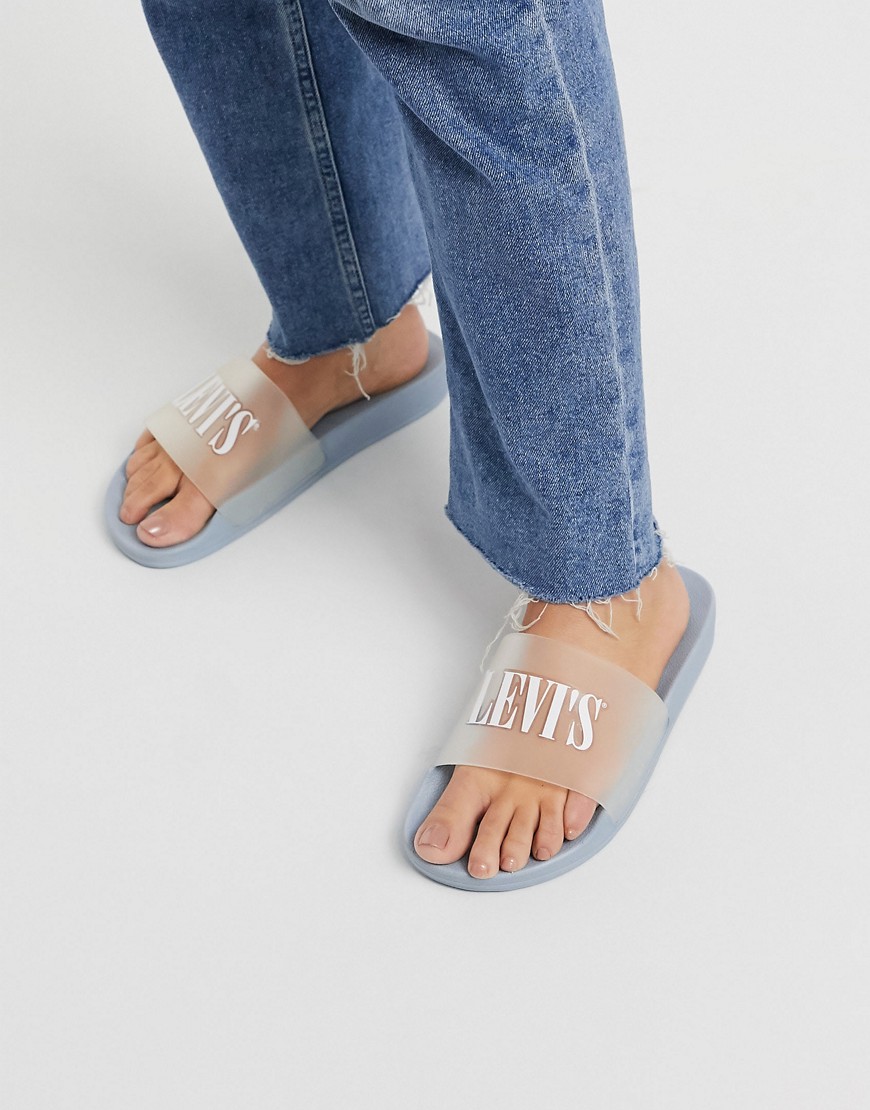 Levi's - Slippers met doorschijnend logo-Blauw