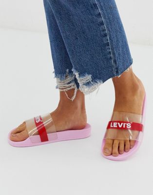 Levi's - Slippers met logovlak in roze