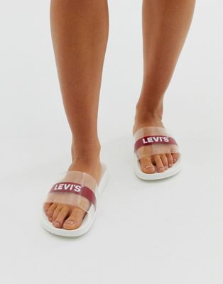 Levi's - Slippers met logovlak in wit