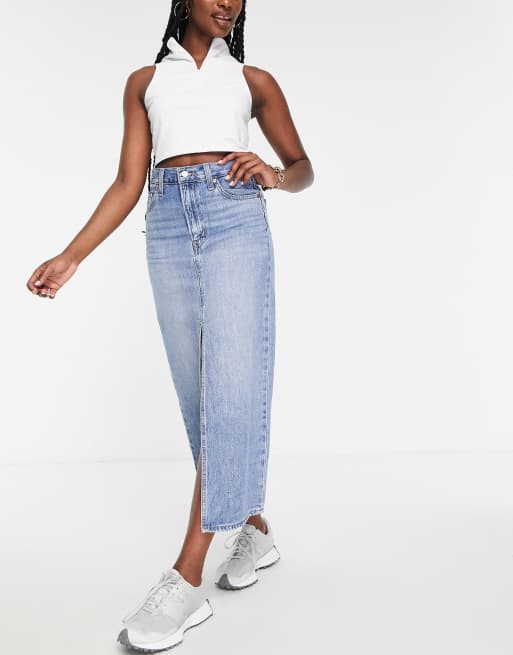 Women's levi's outlet midi jean skirt