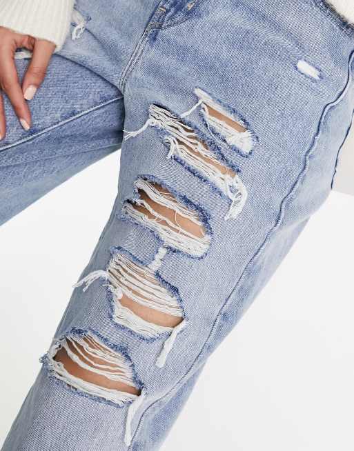 Levi's – Slitna mom jeans i ljusblå tvätt med hög midja , 4 av 5