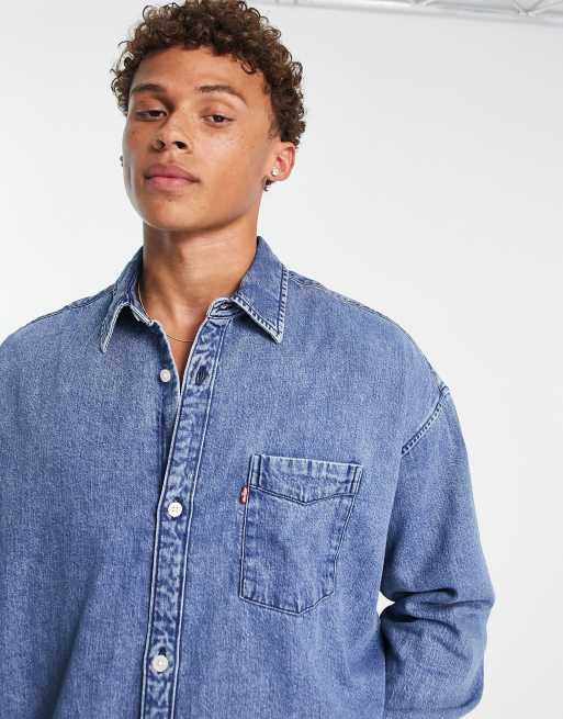 Levi's slouchy one pocket denim shirt in blue wash | ASOS