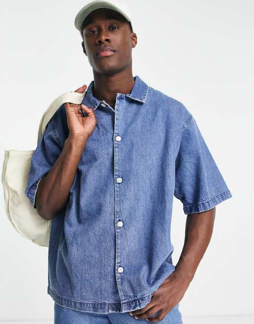 Levi's slouchy revere collar shirt in denim | ASOS