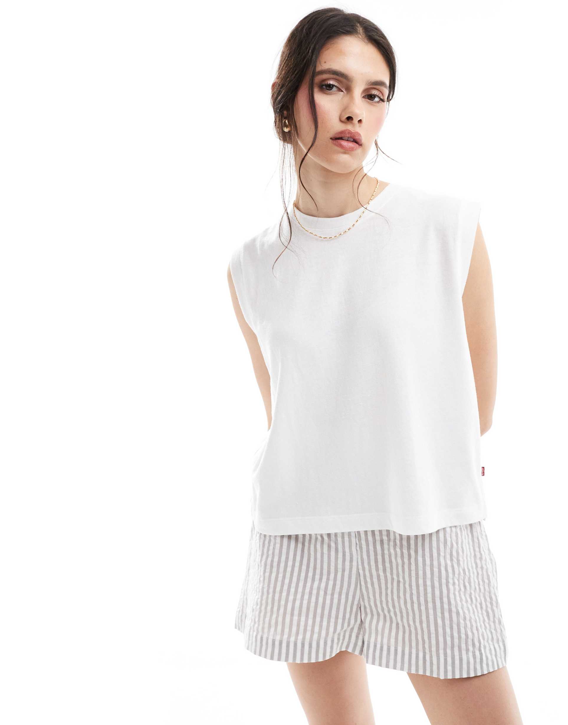 levi's slub boxy tank top in white