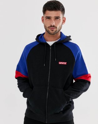 Levi's Small Batwing Logo Cut & Sew Color Block Full Zip Hoodie In ...