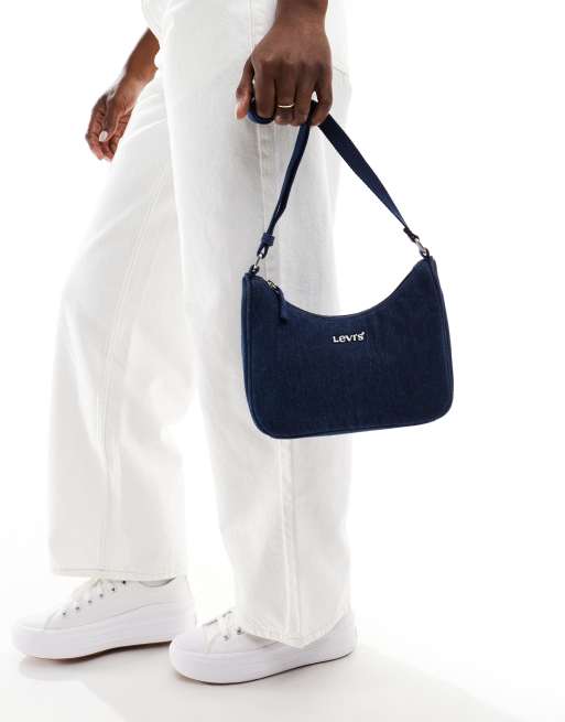Levi's small denim shoulder bag with logo in blue, 3 of 4