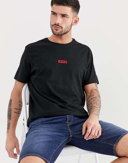 Levi's small embroidered tab logo relaxed fit t-shirt in black | ASOS