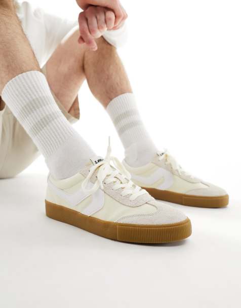 Levi's - Sneak - Cremehvide sneakers i ruskindsblanding med gummisål - view 1