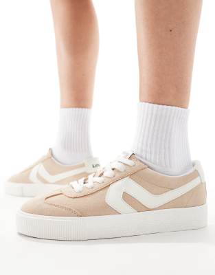 Sneak suede sneakers with logo in beige-Neutral