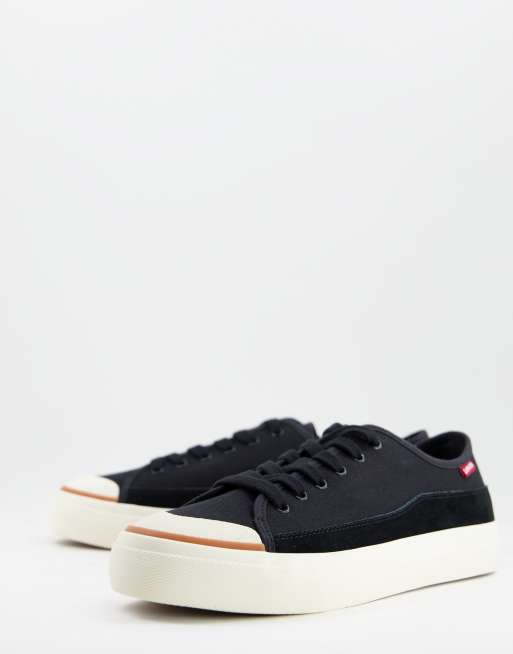 Levi's - Sneakers squadrate in misto camoscio con etichetta rossa, colore nero