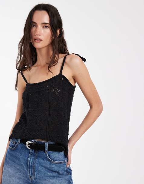 Levi's - Sort hæklet tanktop med bindestropper - view 1