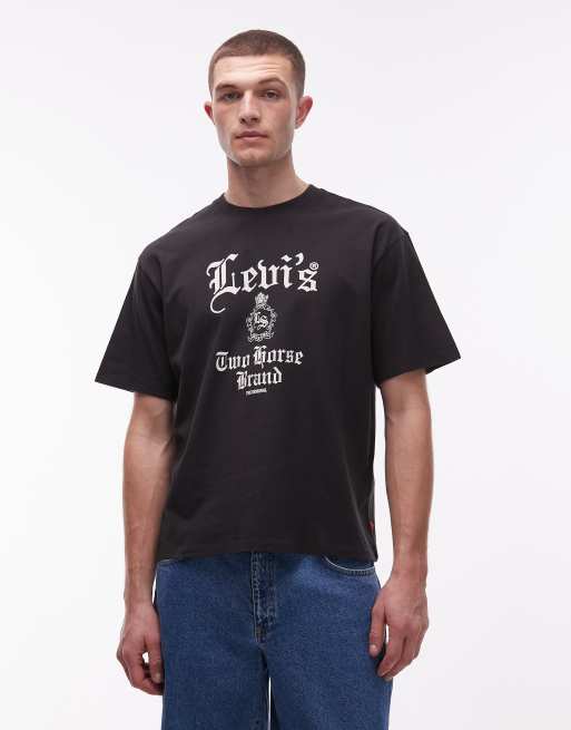 Levi's - Sort oversized T-shirt med grafisk logo og firkantet pasform