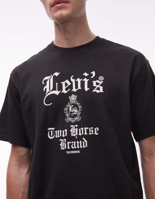 Levi's - Sort oversized T-shirt med grafisk logo og firkantet pasform, 5 af 5