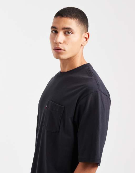 Levi's - Sort T-shirt med brystlomme og mærke, 4 af 5