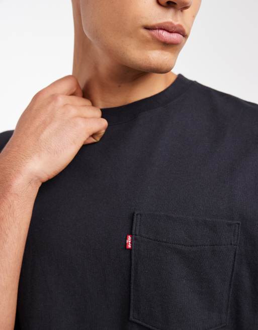 Levi's - Sort T-shirt med brystlomme og mærke, 5 af 5