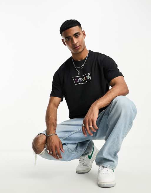 Levi's - Sort T-shirt med centreret flagermusvingelogo, 3 af 4