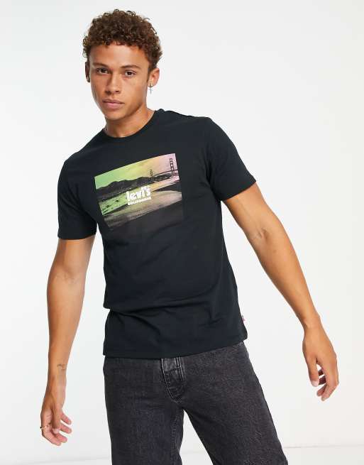 Levi's - Sort T-shirt med placeret logoprint