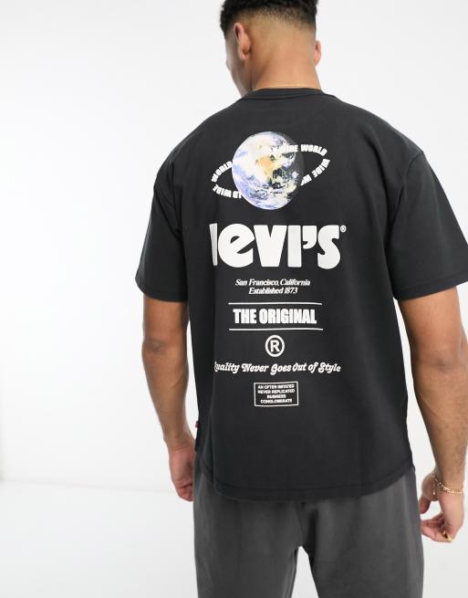 Levi's - Sort T-shirt med planet-logoprint på ryggen