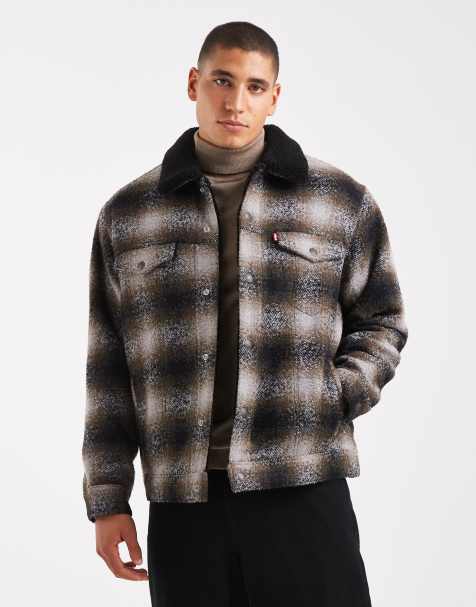 Levi's - Sort trucker-jakke med tern i sherpha-uld i afslappet pasform - view 1