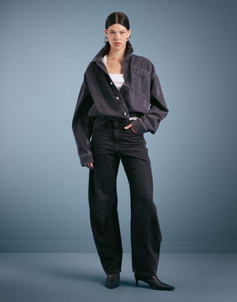 Levi's - Sorte posede dad-jeans med tøndeformede ben - view 1
