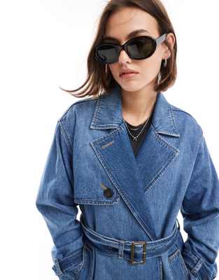 Levi s Spade relaxed fit belted denim trench coat in dark blue ASOS