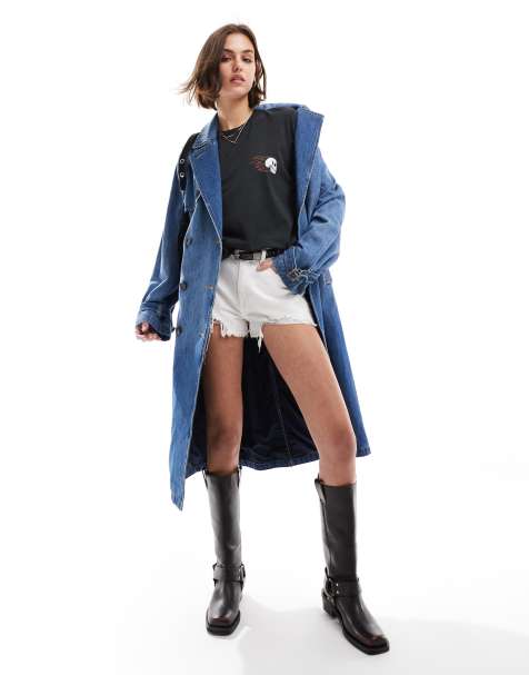 Levi's - Spade - Trench comodo in denim blu scuro con cintura - view 1